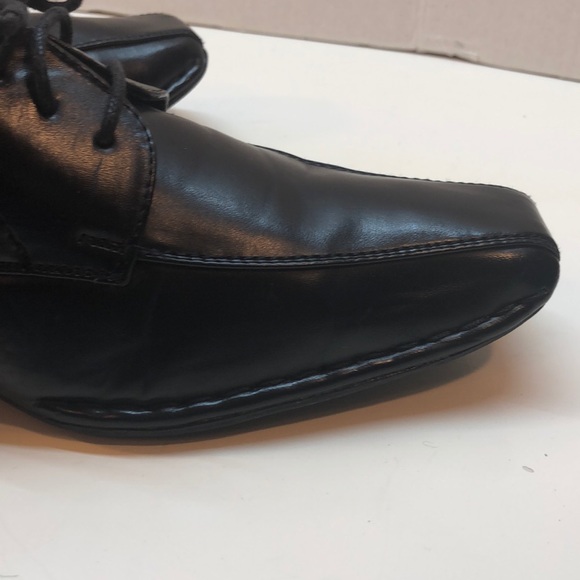 Hugo Vitelli Black SquareToe Lace-up Shoes Size 7 - Picture 6 of 8